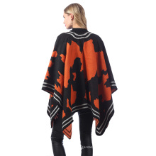 New Arrival Wholesale Fashion V Cut Reversible Boho Buffalo Plaid Poncho Winter Women Oversize Solid Thick Blanket Shawl Scarf